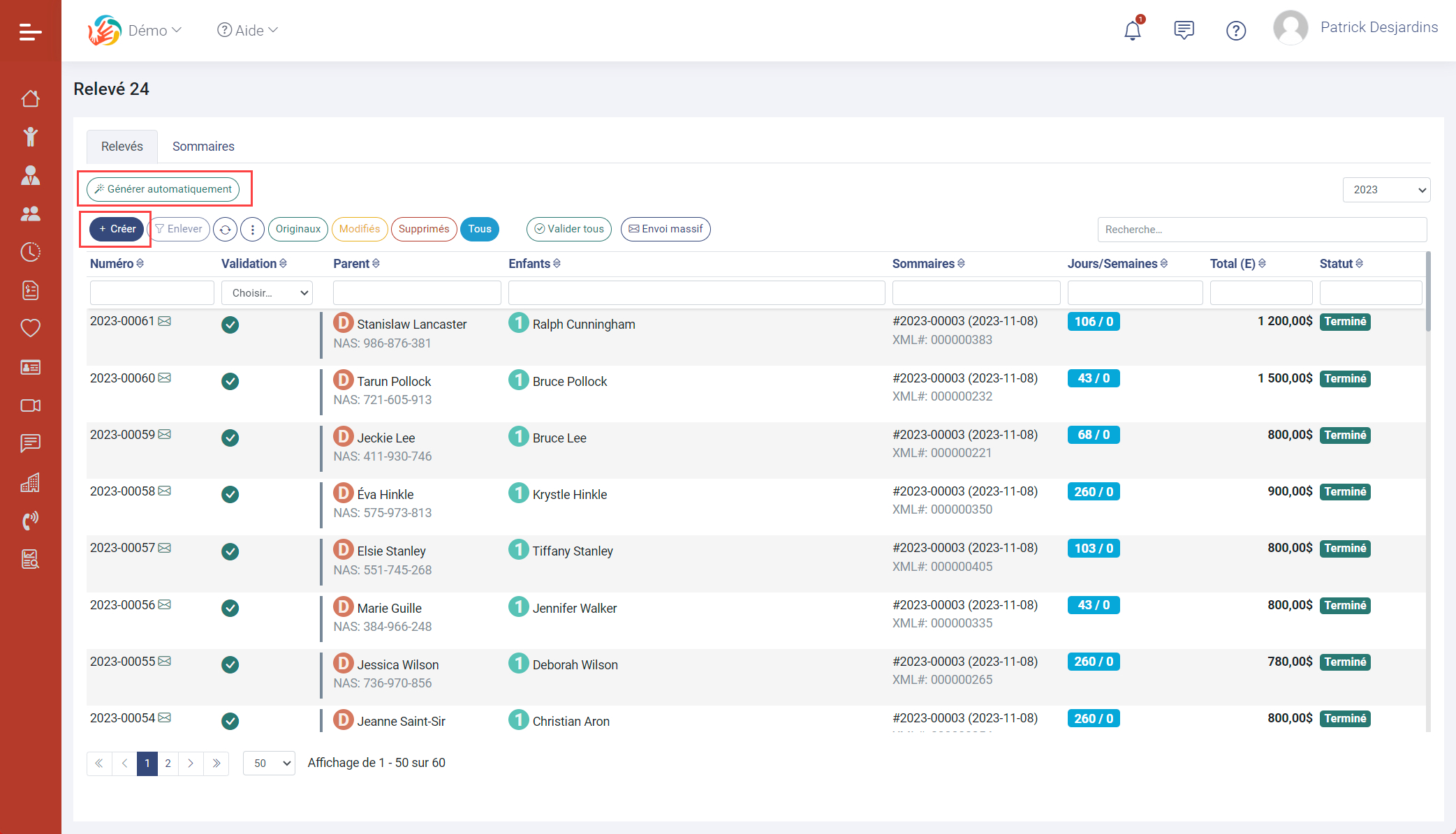 Module de production des relevés 24
