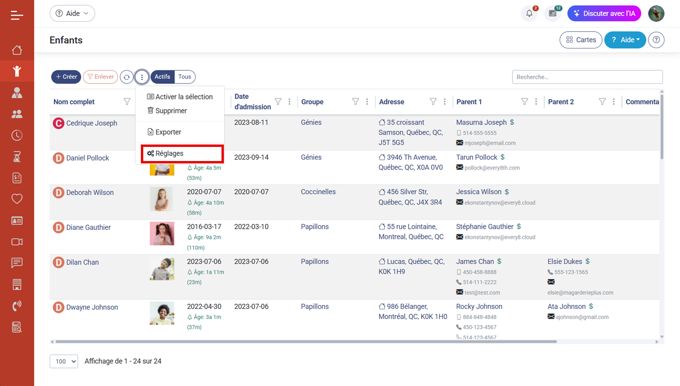 MaGarderie Plus. Exportation