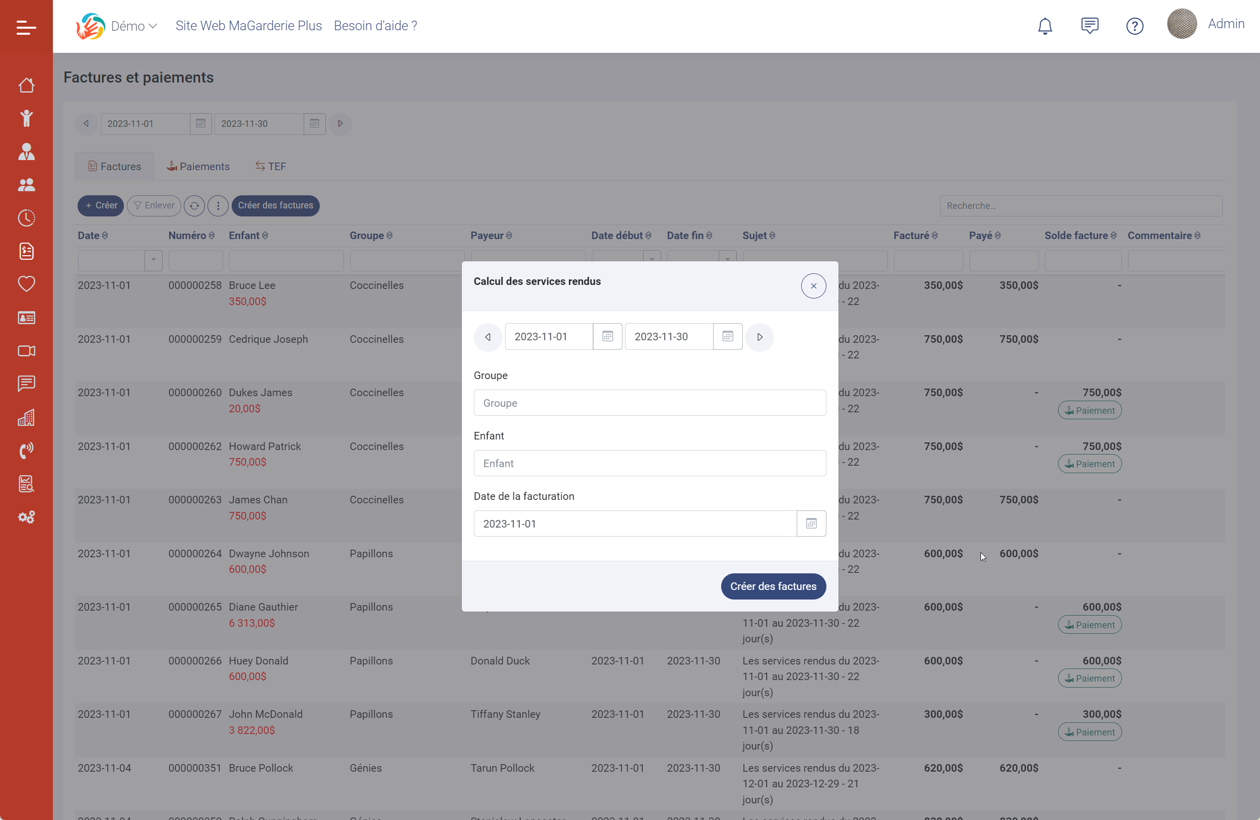 MaGarderie Plus facturation automatique